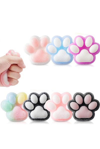 OEM Cat Paw Squishy Πατουσάκι Γάτας 2τμχ με Μπάλες & Κομφετί Αισθητηριακό