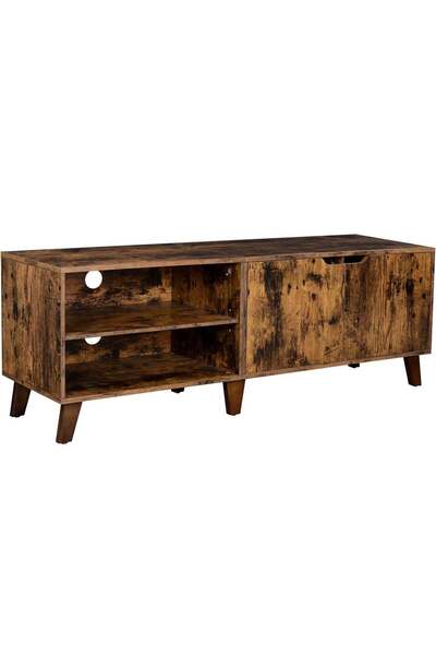 VASAGLE Comodă TV, cu 2 uși și 2 rafturi deschise, 40x140x50cm, maro rustic