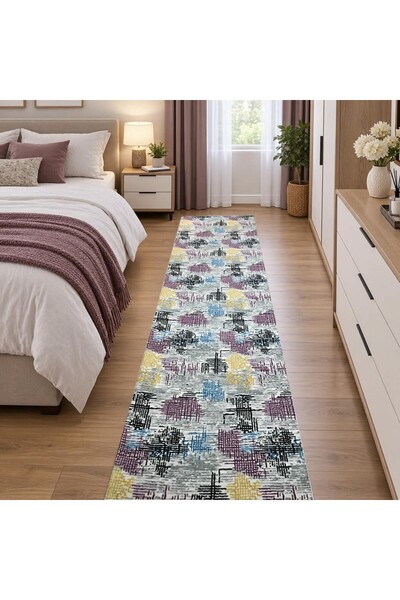 OEM Covor antiderapant multicolor, Poliester, 80 x 300 cm
