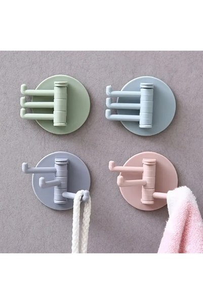 ZODIACOOL Set 4 cârlige perete autoadezive, plastic, rezistente, gri, roz, al...
