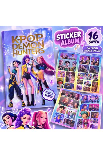 Genel Markalar Kpop Demon Hunters Sticker Albümü - 16 Sayfa Renkli Çıkartma v...