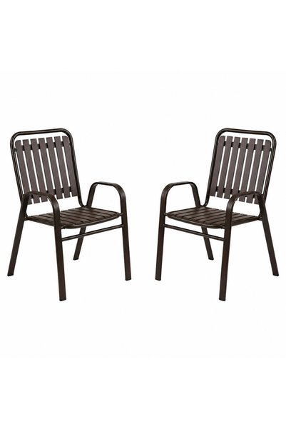 MyOfficeShop Set de 2 scaune de grădină cu cotiere, cadru din PP și metal, 56...
