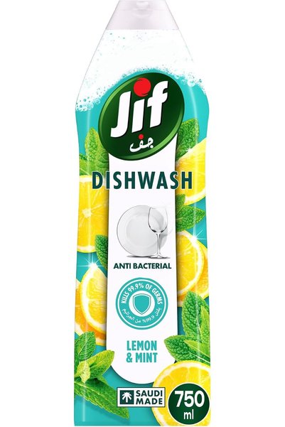 Jif سائل غسيل الأطباق المضاد للبكتيريا، بنكهة الليمون &amp;   نعناع، 750 مل