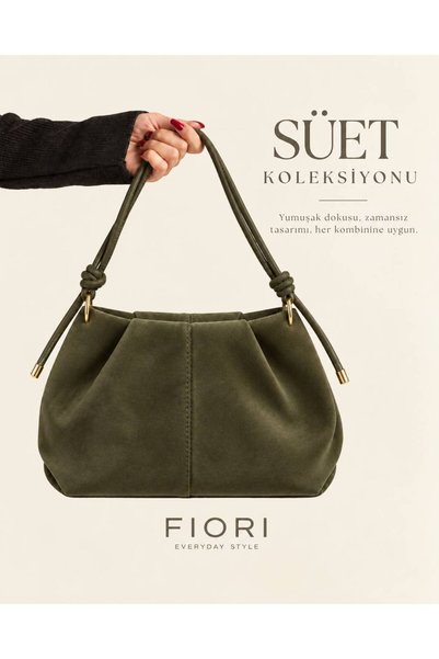 Fiori Geantă de umăr din piele de căprioară pentru femei