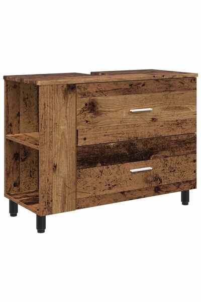 vidaxl Unitate Vanity pentru Baie Lemn vechi 80 x 35 x 60 cm