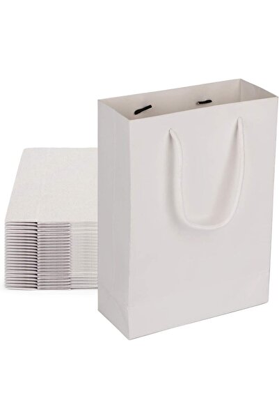 Rosy .Moment 12-Pack Eco-Friendly Gift Bag with Handles - White (21x26x10cm)