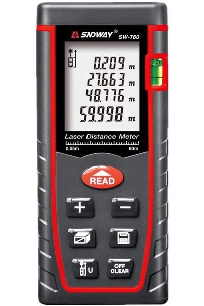 Generic جهاز قياس المسافة بالليزر الرقمي SW-T60، يقيس المسافة حتى 60 متر، شري...