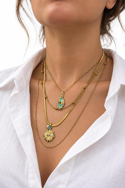 New Obsessions Cleopatra Layered Combination Steel Necklace