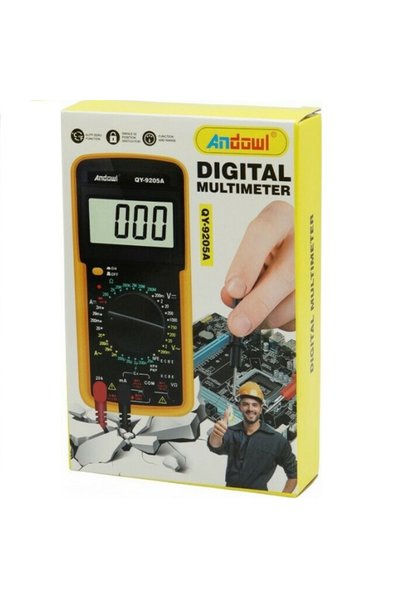 Andowl Πολύμετρο Ψηφιακό QY-9205A LCD, AC/DC 600V, 20A, 200MΩ, Κίτρινο