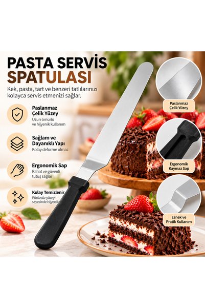 Lilasso 2-Piece Cake Spatula Set - Cake Serving and Smoothing Spatula - Stainless Steel
