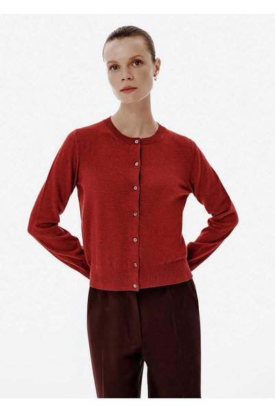 Knitss Regular Fit Red Cashmere Cardigan