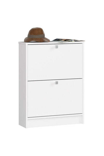 MyOfficeShop Dulap pantofi cu 2 uși pliante, PAL laminat 16 mm, 60x20x80 cm, alb