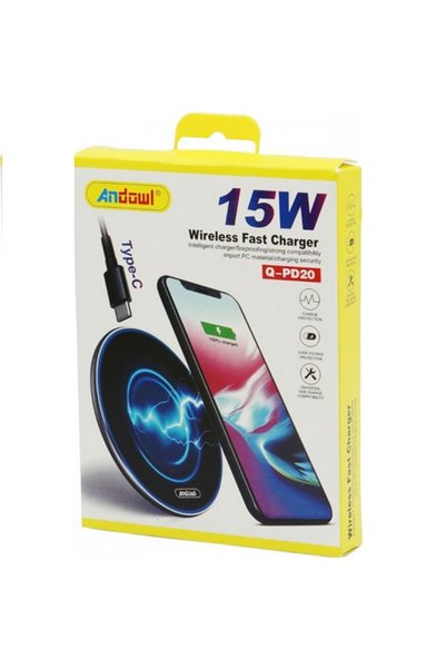 Andowl Φορτιστής Ασύρματος 15W Q-PD20 Μαύρος για Γρήγορη Φόρτιση