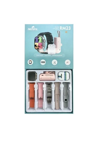 Remax Smartwatch με Ασύρματα Ακουστικά, Power Bank και 5 Διακοσμητικά Λουριά ...