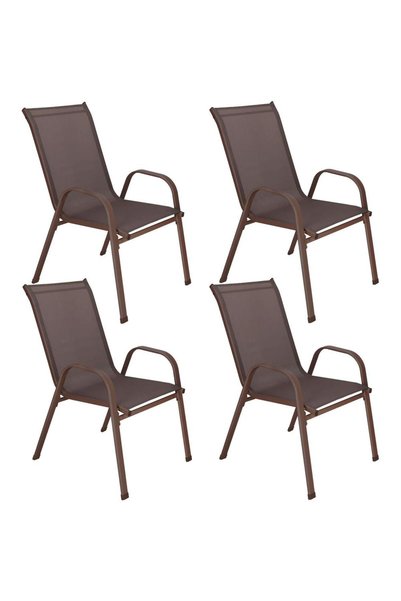 MyOfficeShop Set de 4 scaune de grădină cu cotiere, cadru din oțel și șezut d...