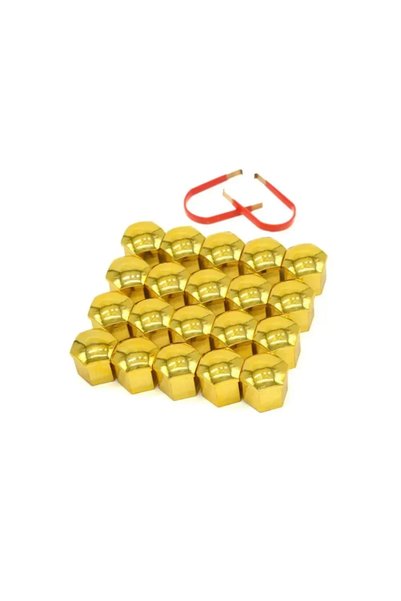 OEM Γυαλιστερά καπάκια μπουλονιών ζαντών 19mm 20 τεμάχια χρυσά