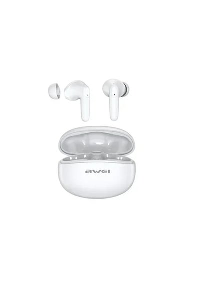 AWEI Ασύρματα ακουστικά Bluetooth με θήκη φόρτισης T90 ENC σε λευκά χρώμα