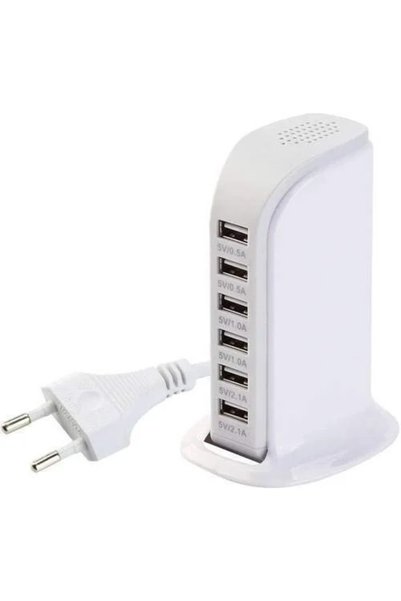 OEM Σταθμός φόρτισης πολλαπλών συσκευών USB HUB 30W 6 θυρών σε λευκό χρώμα
