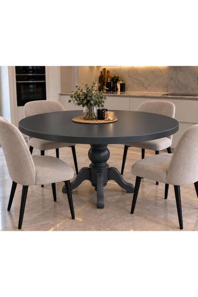 Genel Markalar Lüks Yuvarlak Yemek Masası - 1. Kalite 18 mm Kabartmalı MDF Ta...