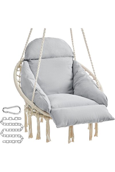 SONGMICS Scaun suspendat tip hamac cu pernă groasă, stil scandinav, cadru met...