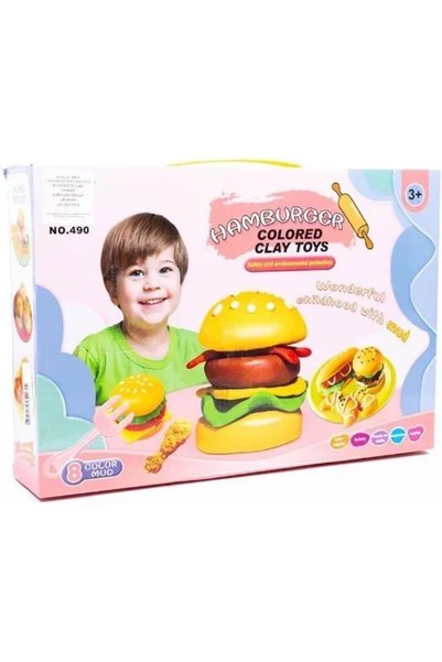 OEM Παιδικό σετ δημιουργίας Burger με 8 χρώματα πλαστελίνης 037934 ροζ