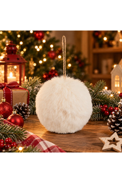Fééric Lights and Christmas Glob decorativ de Crăciun din blană artificială, ...