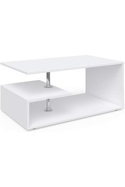 Miadomodo Masa de living, 90 x 50 cm, cu spatiu de depozitare, alb