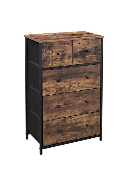 SONGMICS Comodă cu 5 sertare 56x30x89 cm, cadru metalic și blat din MDF, mâne...