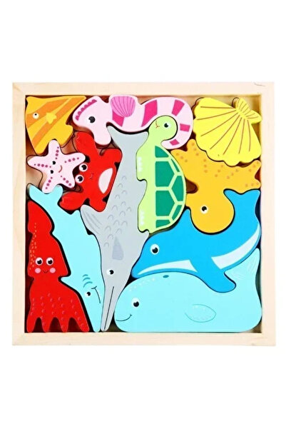 OEM Εκπαιδευτικό ξύλινο παιδικό Puzzle 3D 16.6×16 εκ. SDS-26133 θαλάσσια ζωή