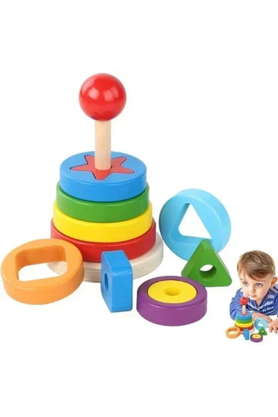 OEM Ξύλινο εκπαιδευτικό παιχνίδι πύργος Tangram Montessori 26.5×11.5 εκ. SDS-...