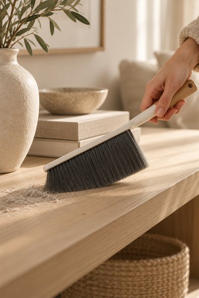 Miss Clean İpek Fırça Ahşap Saplı Masa Süpürgesi – Yumuşak Kıllı Masa, Tezgah ve Toz Temizleme Fırçası