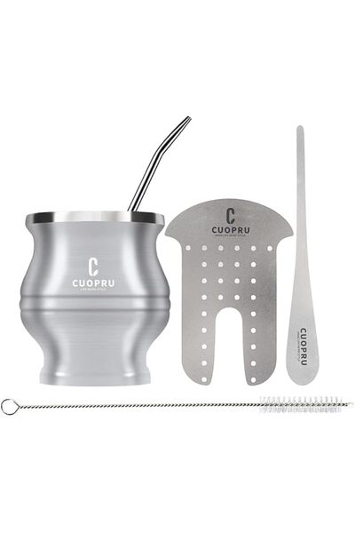CUOPRU Yerba Mate Cup Bombilla - Mate Gourd Set Includes Double Walled Stainl...