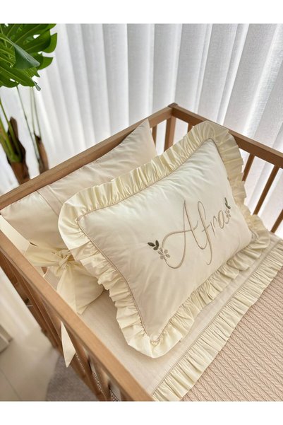 GAYE EV TEKSTİLİ Embroidered Baby Pique Set Crib-Park Bed
