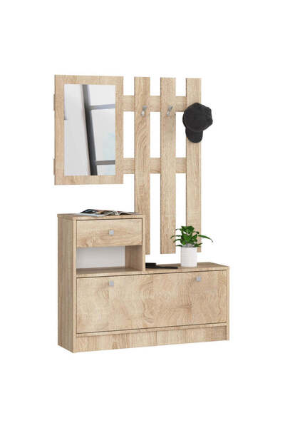 MyOfficeShop Set de mobilier pentru hol cu pantofar, oglindă, sertar și cuier...