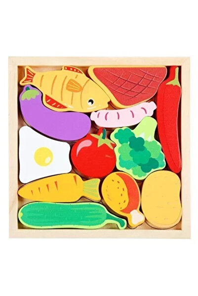 OEM Εκπαιδευτικό ξύλινο παιδικό Puzzle 3D 16.6×16 εκ. SDS-26133 φαγητά