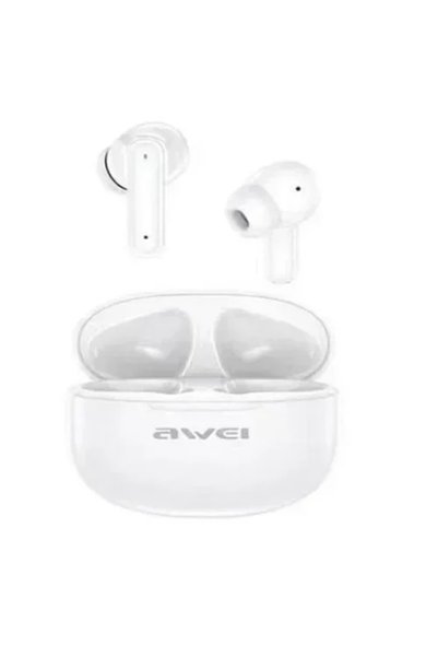 AWEI Mini ασύρματα ακουστικά Bluetooth 5.3 με θήκη φόρτισης T71 σε λευκά χρώμα