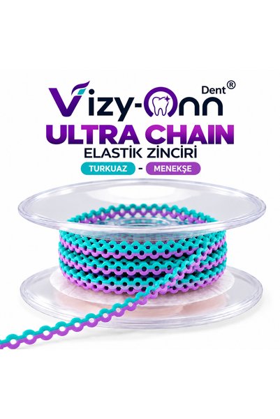 Vizy-Onn Dent Ultra Chain Ortodontik Elastik Zincir Turkuaz Menekşe Çift Renk