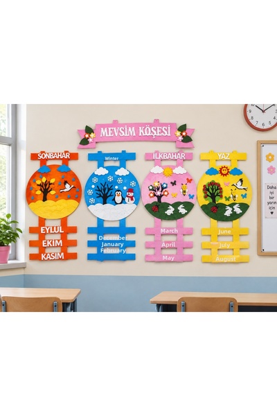 damlakidsmoda Ms05 Seasonal Strip Corner Board (Educational Material Made of Felt)