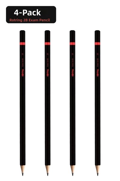 Rotring قلم امتحان 2B، عبوة من 4 قطع، أسود
