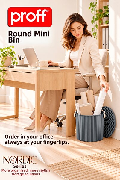 Proff Rainbow Nordic Series Multi-Purpose Round Mini Bucket - Storage Box with Organizer Lid 27.5 cm X 19.4 cm