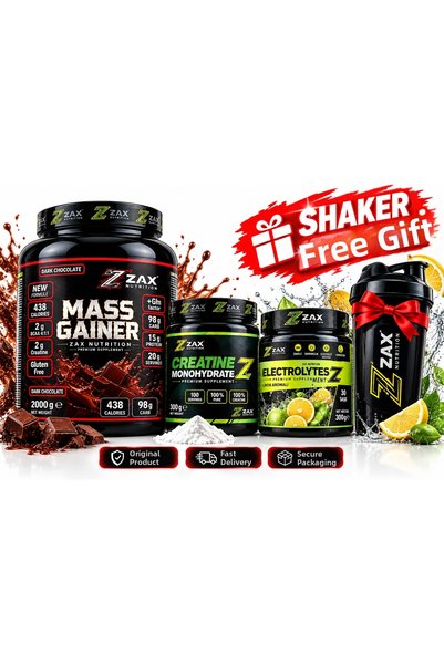 zax nutrition حزمة حجمية من مسحوق ماس جينر 2000 جرام + إلكتروليت 300 جرام بنك...