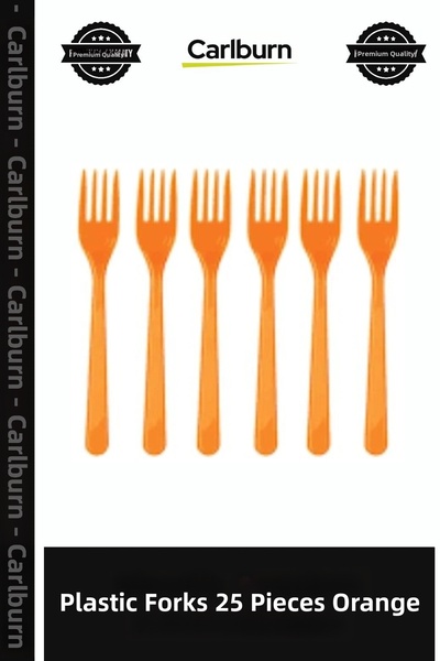 Carlburn Premium Plastic Forks 25 Pieces Orange Day Feast Holiday