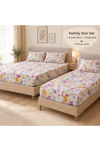 Bercetex home collection Family Size 2-Piece Floral Economical Elastic Sheet ...