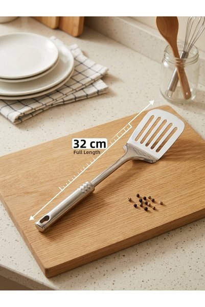 EcoVibe Premium Stainless Steel Perforated Spatula Ergonomic Handle Heat Resistant Turner