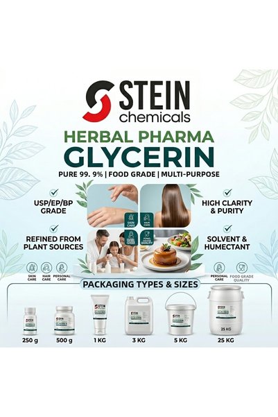 STEİN Slc105 Saf Herbal Pharma Glycerin 99.9% Suitable for Food, Cosmetics, S...