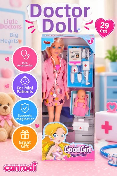 canrodi Vardem Doctor Doll with Accessories, 29 cm