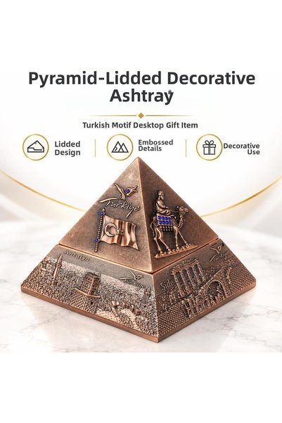 e-life shop Turkey Themed Metal Pyramid Ashtray Incense Burner Jewelry Box wi...