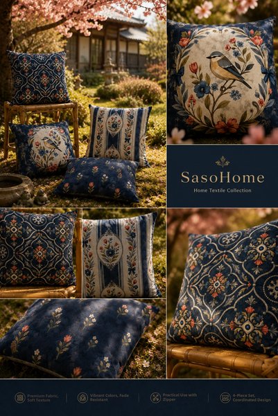 SasoHome Terra Romance Heritage Terracotta Vintage Damask Patterned Decorative Throw Pillow Cover |   Classic Botanical Living Room Decor