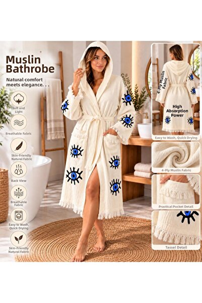 bornoz dünyası Cotton Muslin Peshtemal Bathrobe