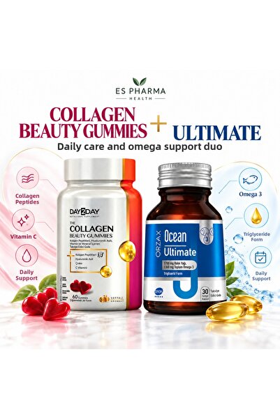 DAY2DAY Collagen Beauty Gummies 60 Pieces + Ocean Ultimate Omega 3 30 Softgel...